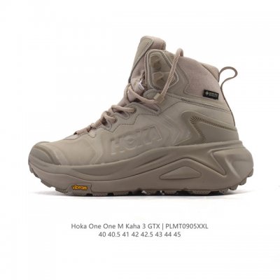 The Hoka One One Kaha 3 GTX men's hiking boots feature high-top, shock-absorbin