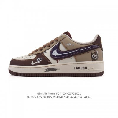 a company-grade Nike Air Force 1 '07 Low white sneaker with a thick sole and hei