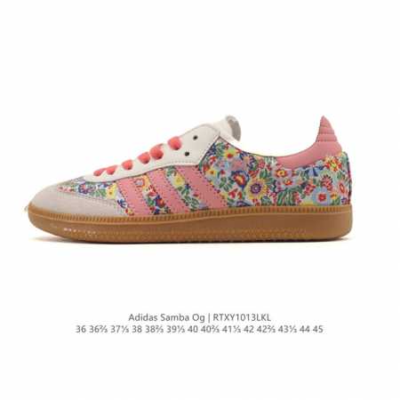 Adidas Originals Samba Og Shoes, classic white sneakers, T-toe shoes, floral emb - Click Image to Close