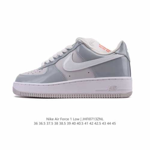 a company-grade Nike Air Force 1 '07 Low white sneaker with a thick sole and hei