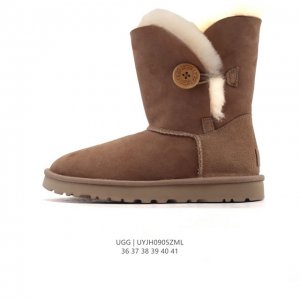 Corporate-grade Ugg snow boots with wooden buckles, stylish and comfortable hig