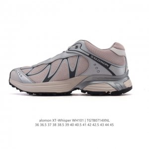 The Salomon Xt-Whisper collaboration silver-pink trendy retro running shoes are