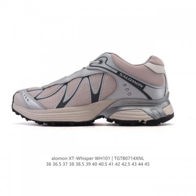 The Salomon Xt-Whisper collaboration silver-pink trendy retro running shoes are