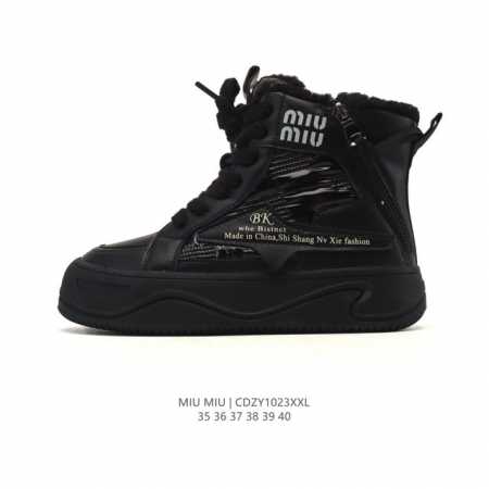 New Product - Company Grade Miumiu Women's Snow Boots, Warm High-Top Sneakers, S - Click Image to Close