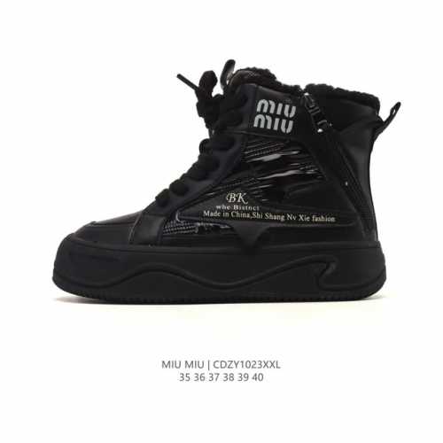 New Product - Company Grade Miumiu Women's Snow Boots, Warm High-Top Sneakers, S