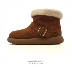 Ugg High-Top Snow Boots with Turn-Down Collar, Stylish and Comfortable Flat Wome