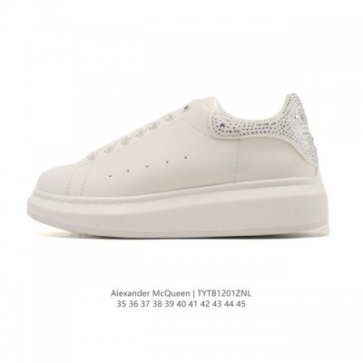 Company-grade Alexander McQueen (McQ) sporty white sneakers, thick-soled, heigh