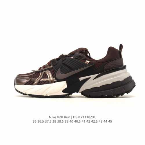 The Nike V2K Run, a retro low-top running shoe with shock absorption and slip r