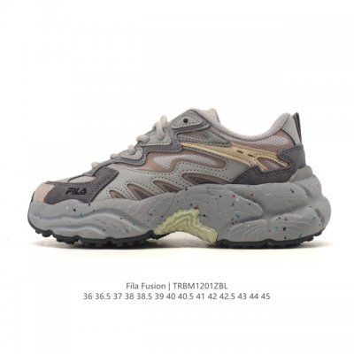 Company-grade Fila Fusion men's and women's chunky sneakers, platform shoes, ve