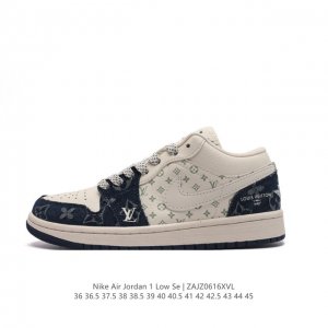 louis Vuitton X Travis Scott X Nike Air Jordan 1 Low Og Sp Damier Azur Brown Lv