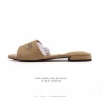 New Gucci Square Toe Lambskin Leather Slippers Women Full Cover Metal Logo Casu