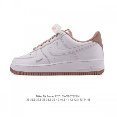 a company-grade Nike Air Force 1 '07 Low white sneaker with a thick sole and hei