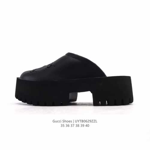 Gucci Gucci 2025 summer latest closed toe slippers women's high heels square hee