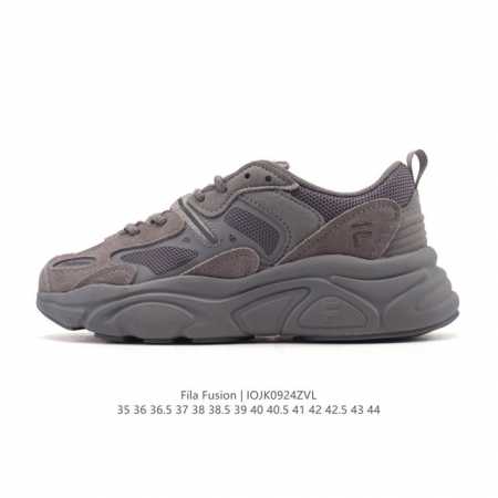 Company-level Fila men's and women's dad shoes, the Fila Fusion thick-soled, hei - Click Image to Close