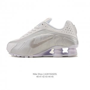 New Nike Shox R4 Tech-Style Sneakers. Metallic upper + super-large cylinder snea