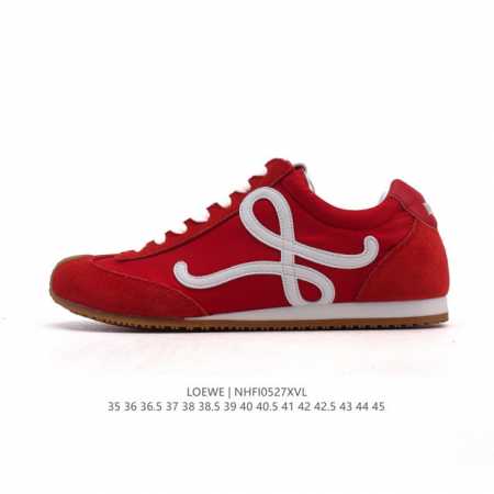 Corporate Loewe Ballet Runner Leather And Fabric Splicing Simple Round Toe Lace- - Click Image to Close