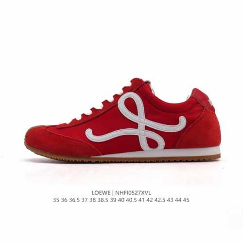 Corporate Loewe Ballet Runner Leather And Fabric Splicing Simple Round Toe Lace-