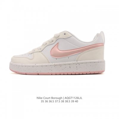 Nike Women's Court Borough Low Sneakers. 1. The leather upper combined with a m