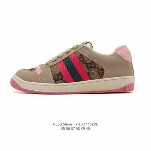 Gucci Screener series distressed sneakers, fashionable platform shoes with heig