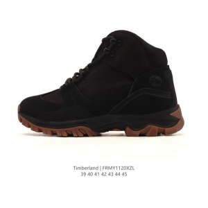 Company-grade Timberland high-top combat boots, classic and durable, waterproof