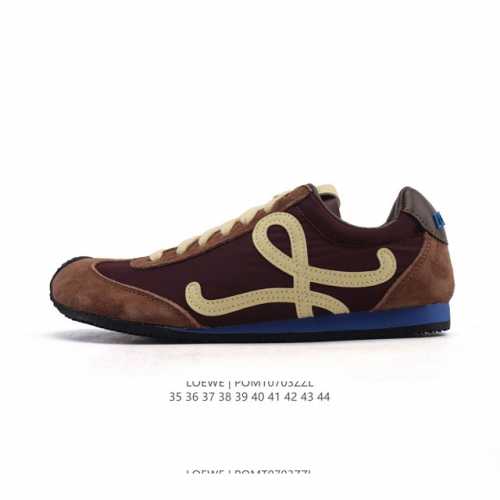 Corporate level Loewe Ballet Runner leather and fabric splicing simple round-to