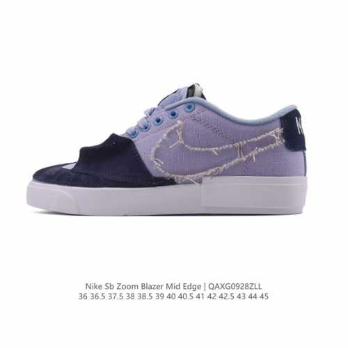 Nike SB Zoom Blazer Mid Edge L neutral skate shoe, crafted from premium leather,