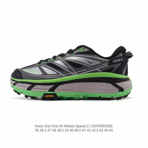 The Hoka One One Mafate Speed 2 Low, a lightweight, low-top outdoor trail runni