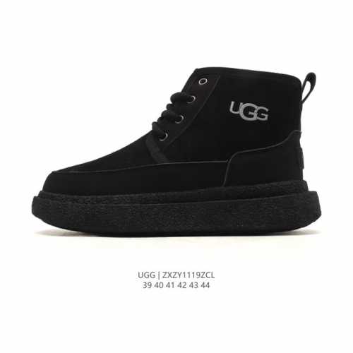 Factory Grade Authentic Ugg Retro Men's High-Top Sneakers, Trendy Boots, Leathe