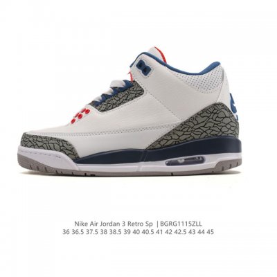 Company Grade Nike Air Jordan 3 Retro Series Basketball Shoes, a mid-top retro