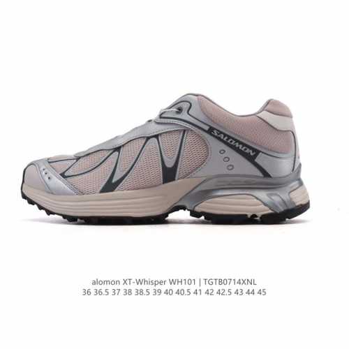 The Salomon Xt-Whisper collaboration silver-pink trendy retro running shoes are