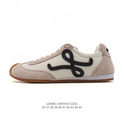 Loewe Ballet Runner Leather and Fabric Patchwork Simple Round Toe Lace-up Low-to