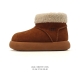Ugg High-Top Snow Boots with Turn-Down Collar, Stylish and Comfortable Flat Wome