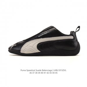 Puma x Balenciaga Speedcat series sneakers, thin-soled, suede, round-toe, distre