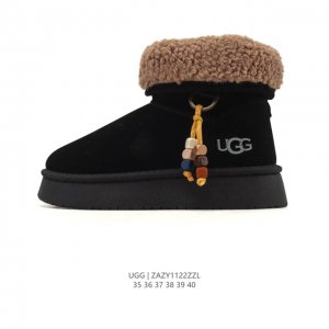 Company-grade Ugg snow boots, high-top, turn-down collar, side zipper, heel pul