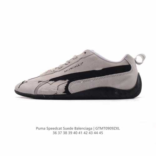 PUMA x Balenciaga Speedcat series sneakers, thin-soled, suede leather, round-toe