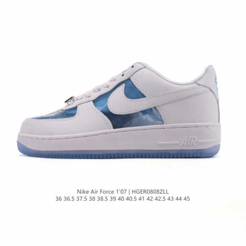 Nike Air Force 1 '07 Low White Air Force One Shoes, Low-Top, Versatile Thick-So