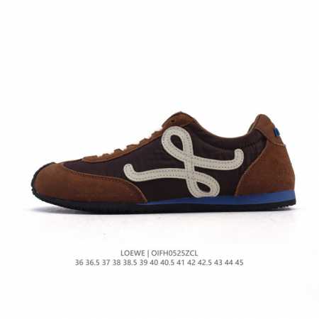 Corporate Loewe Ballet Runner Leather And Fabric Splicing Simple Round Toe Lace- - Click Image to Close