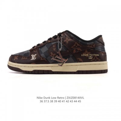 Corporate Nike Dunk Low Retro sneakers, a Louis Vuitton collaboration. A classi
