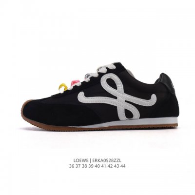 loewe Ballet Runner Leather And Fabric Splicing Simple Round Toe Lace-Up Low-