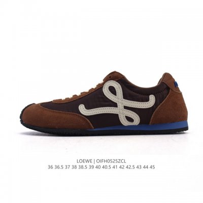 Corporate Loewe Ballet Runner Leather And Fabric Splicing Simple Round Toe Lace-