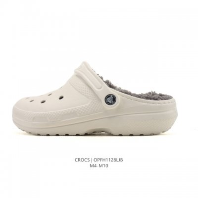 Crocs Autumn/Winter New Style Fleece-Lined Thickened Beach Clogs Casual Platform