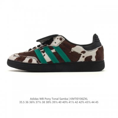 Adidas Wb Pony Tonal Samba polka dot print plush sneakers combine classic Trefo