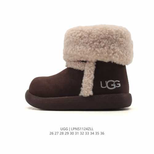 Children's Ugg Snow Boots, High-top Lapel Boots, Side Zipper, Heel Pull-up Buck