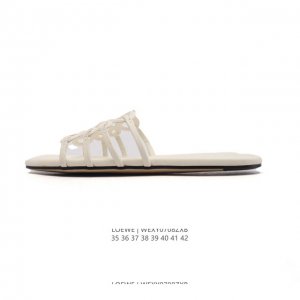 New company-level Loewe Petal Anagram calfskin square toe open-toe flip flops f