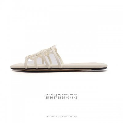 New company-level Loewe Petal Anagram calfskin square toe open-toe flip flops f