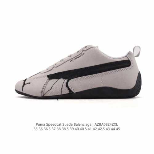 Puma x Balenciaga Speedcat series sneakers, thin-soled, suede leather, round-toe