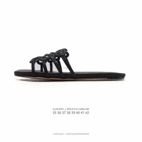 New company-level Loewe Petal Anagram calfskin square toe open-toe flip flops f