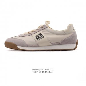 Corporate-level Loewe Ballet Runner leather and fabric splicing simple round-to