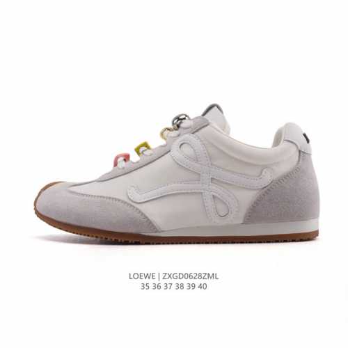 Corporate level Loewe Ballet Runner leather and fabric splicing simple round-to