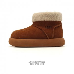 Ugg High-Top Snow Boots with Turn-Down Collar, Stylish and Comfortable Flat Wome